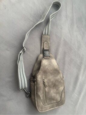 Unbranded Men's Taupe Sling Belt Bag with Adjustable Strap